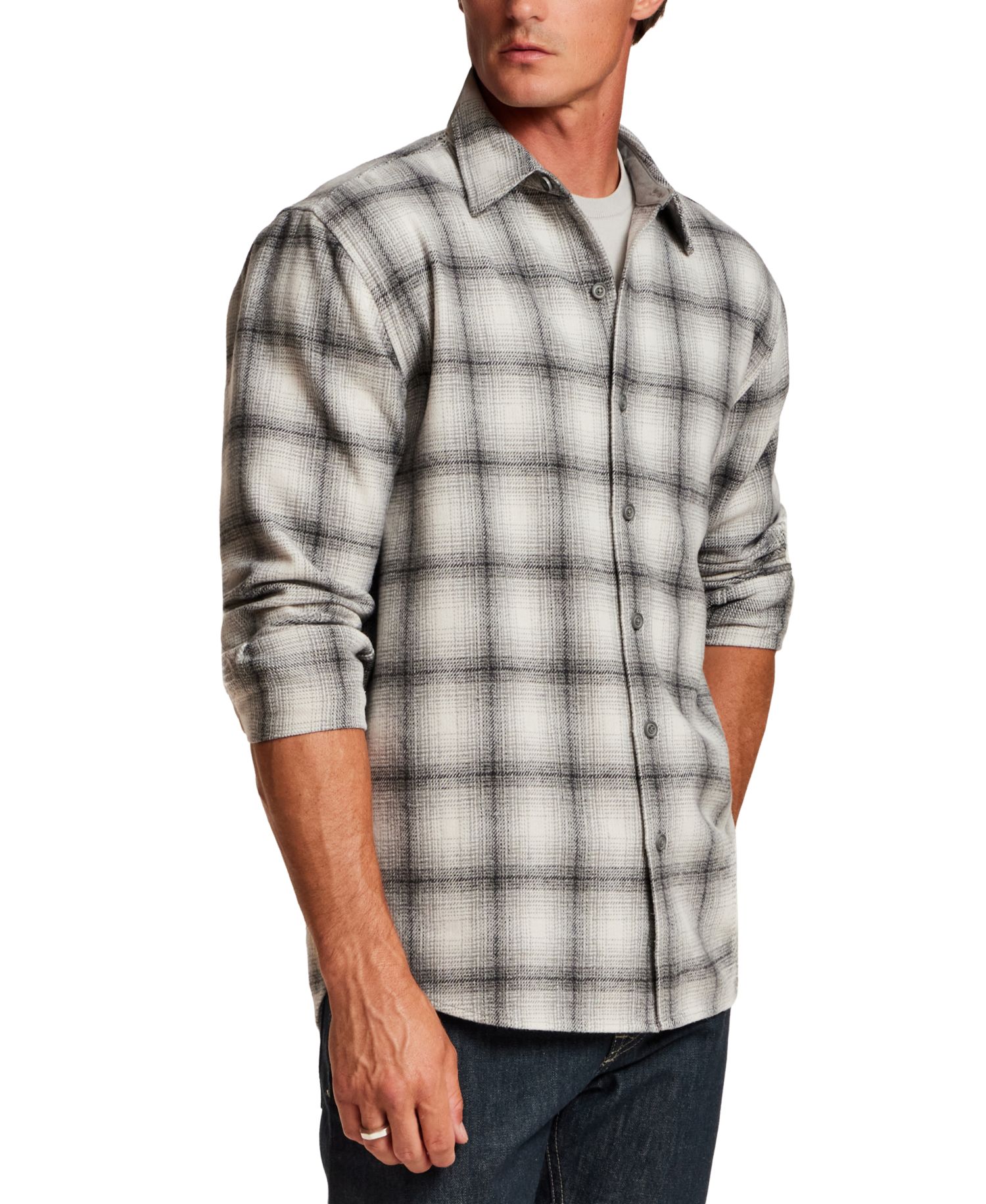 Men's Plaid Faux Wool Overshirt Jacket