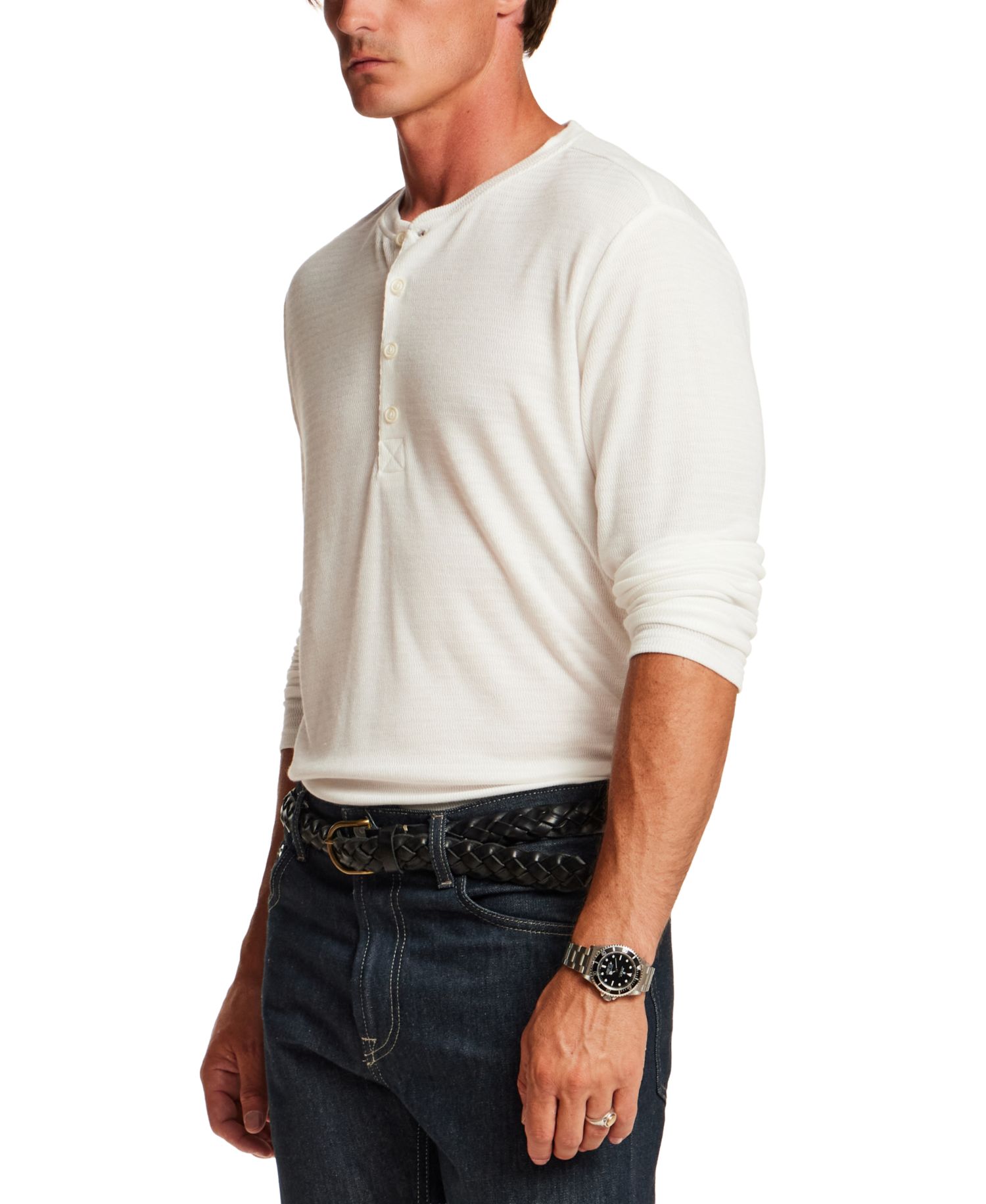 Men's Crinkle Texture Henley T-Shirt