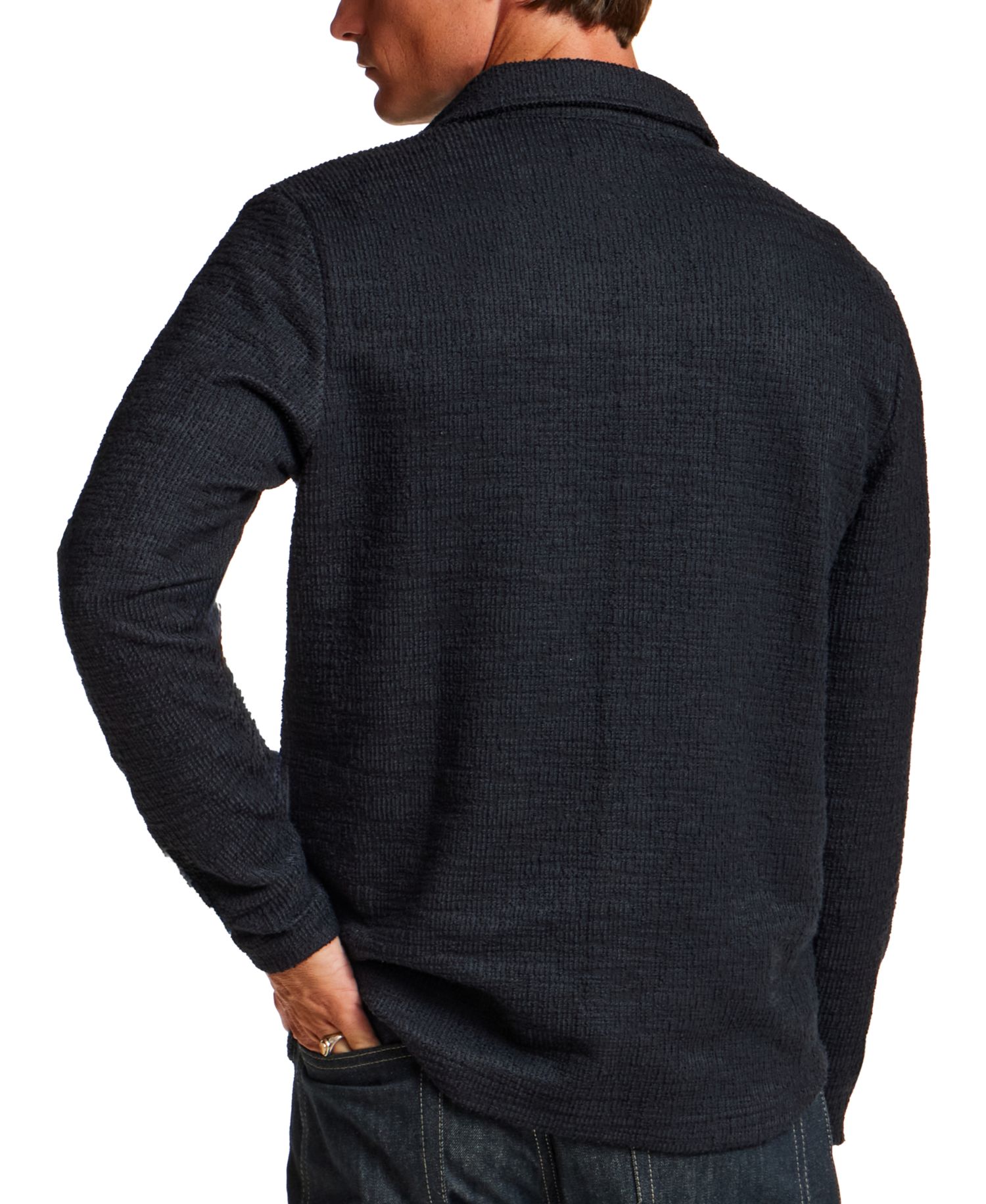 Men's Slub Terry Button-Down Overshirt Jacket