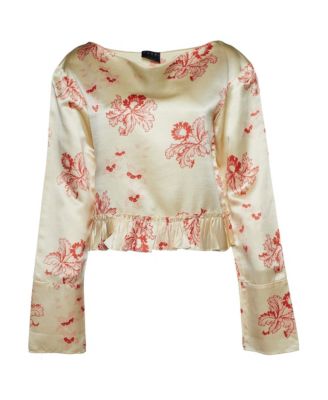 Women's Floral Print Silk Peplum Blouse