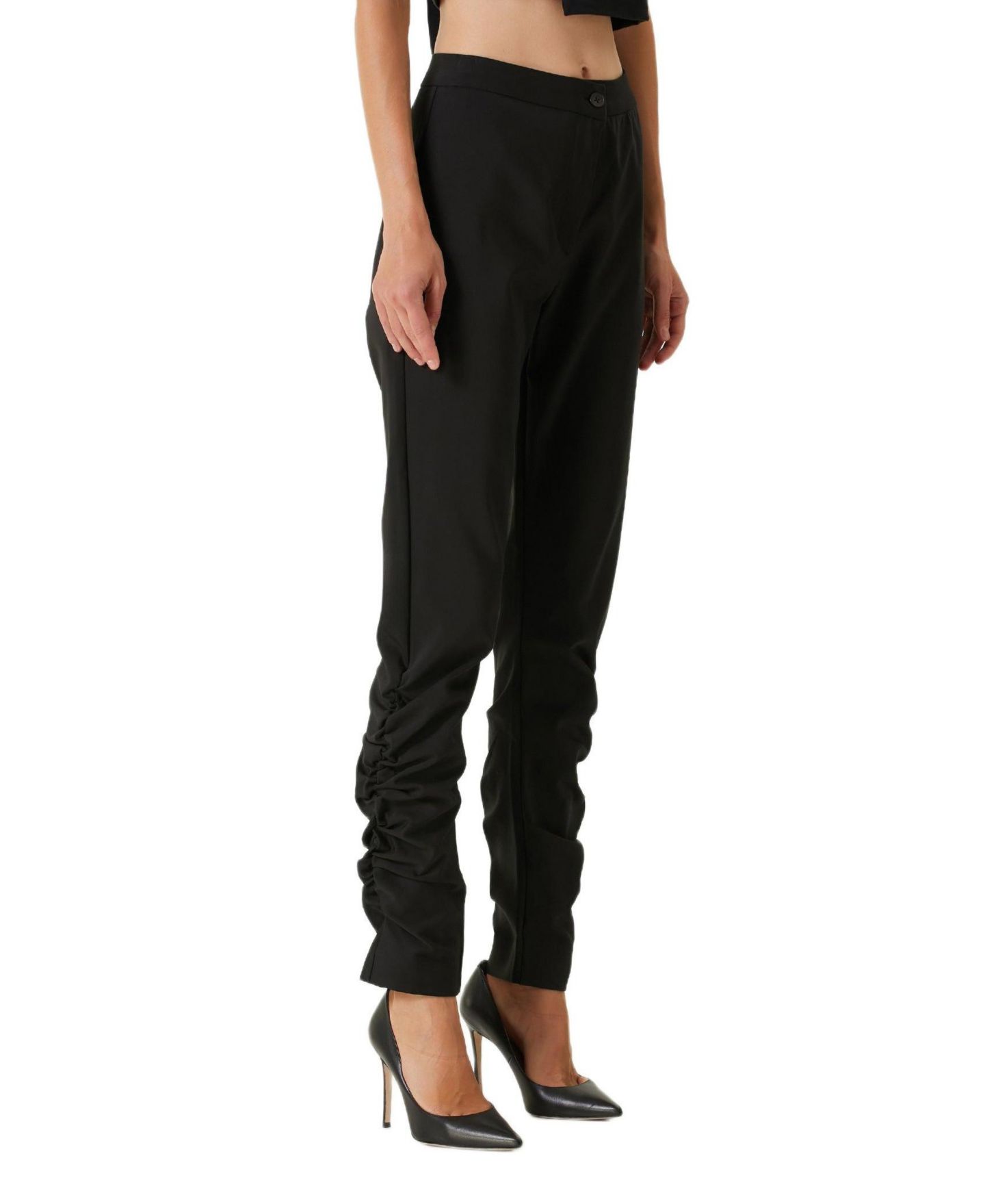 Женские брюки PCFG Stretch Virgin Wool-Blend Draped, цвет: Угольно-чёрный — фото 2