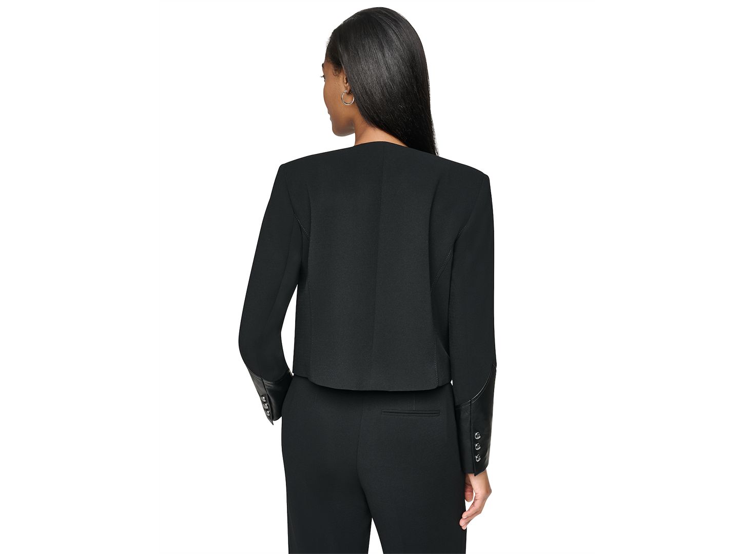 Женская куртка DKNY Petite Textured Crepe 10-Button Pocket, цвет: Чёрный — фото 4