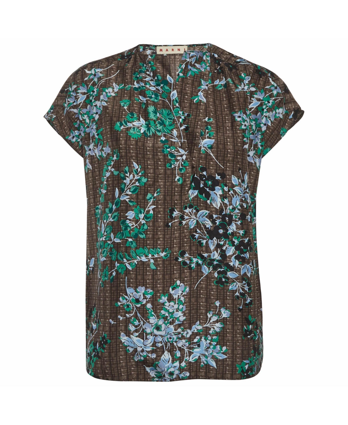Pre-Owned Marni Women's Floral-Print Silk Voile Blouse