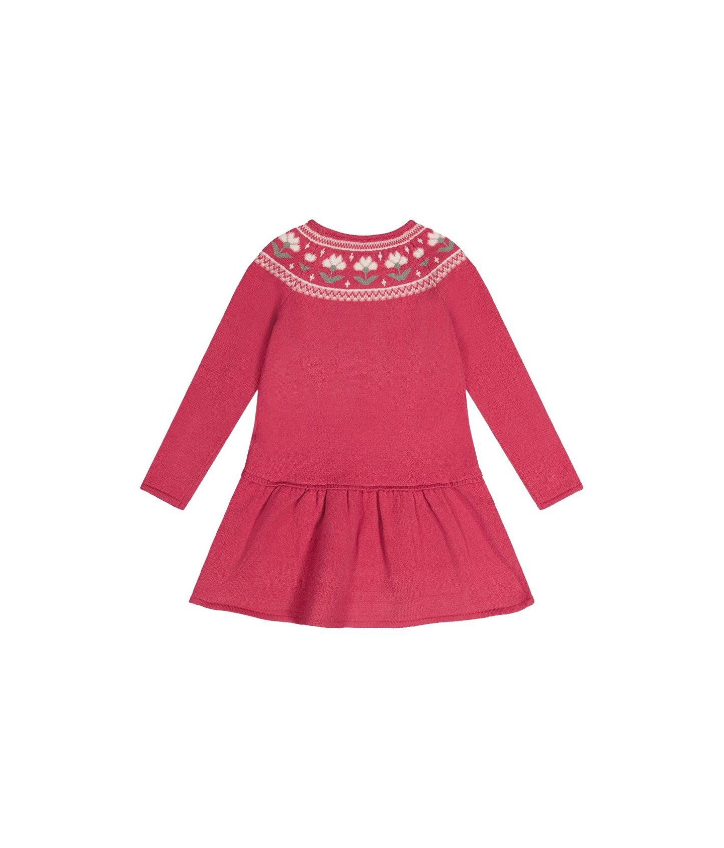 Платье Deux par Deux Knitted Dress with Flower Jacquard для девочек, цвет: Малиновый розовый — фото 6