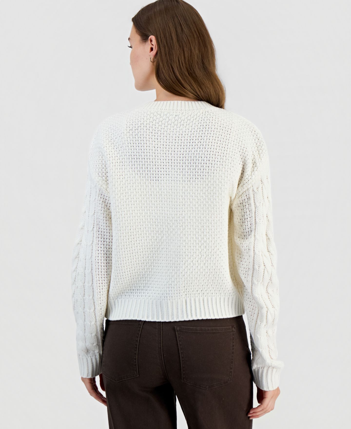 Женский кардиган Hooked Up by IOT Juniors' Fitted Cable-Knit Toggle, цвет: Кокосовое молоко — фото 2