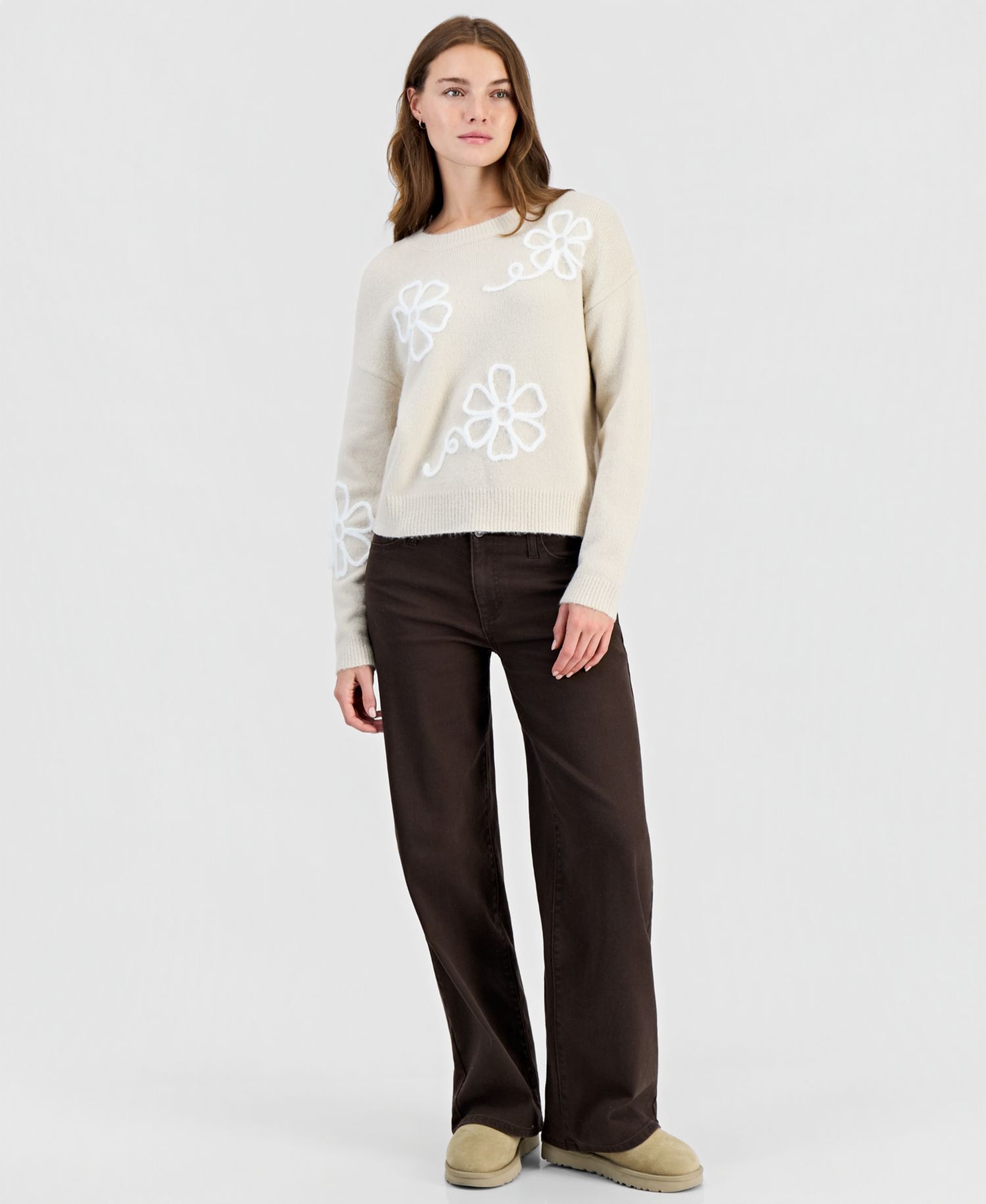 Women's Eyelash Soutache Crewneck Sweater