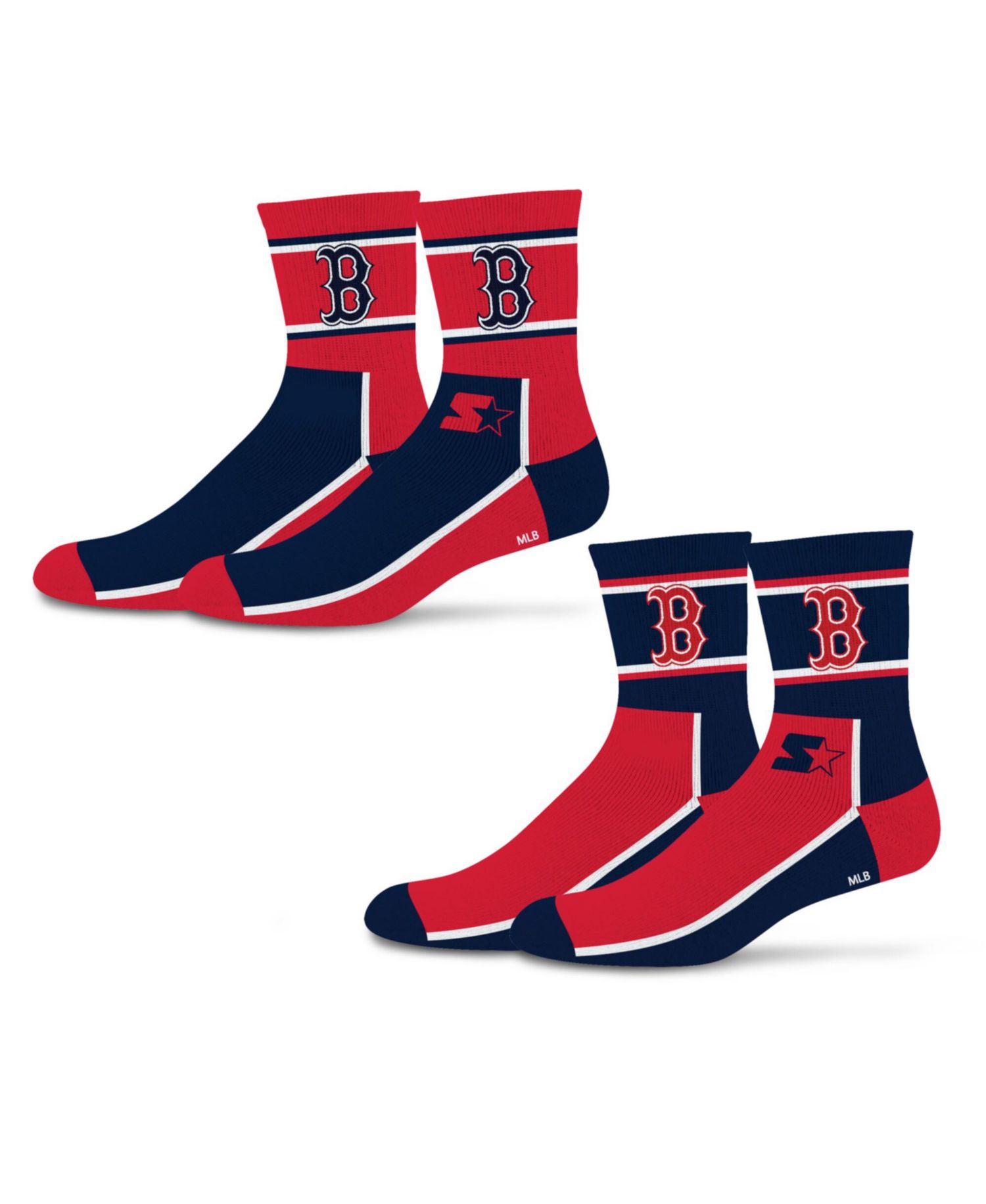 Men's and Women's 2-Pack Red/Navy Boston Red Sox Double Color Block Mid-Crew Socks