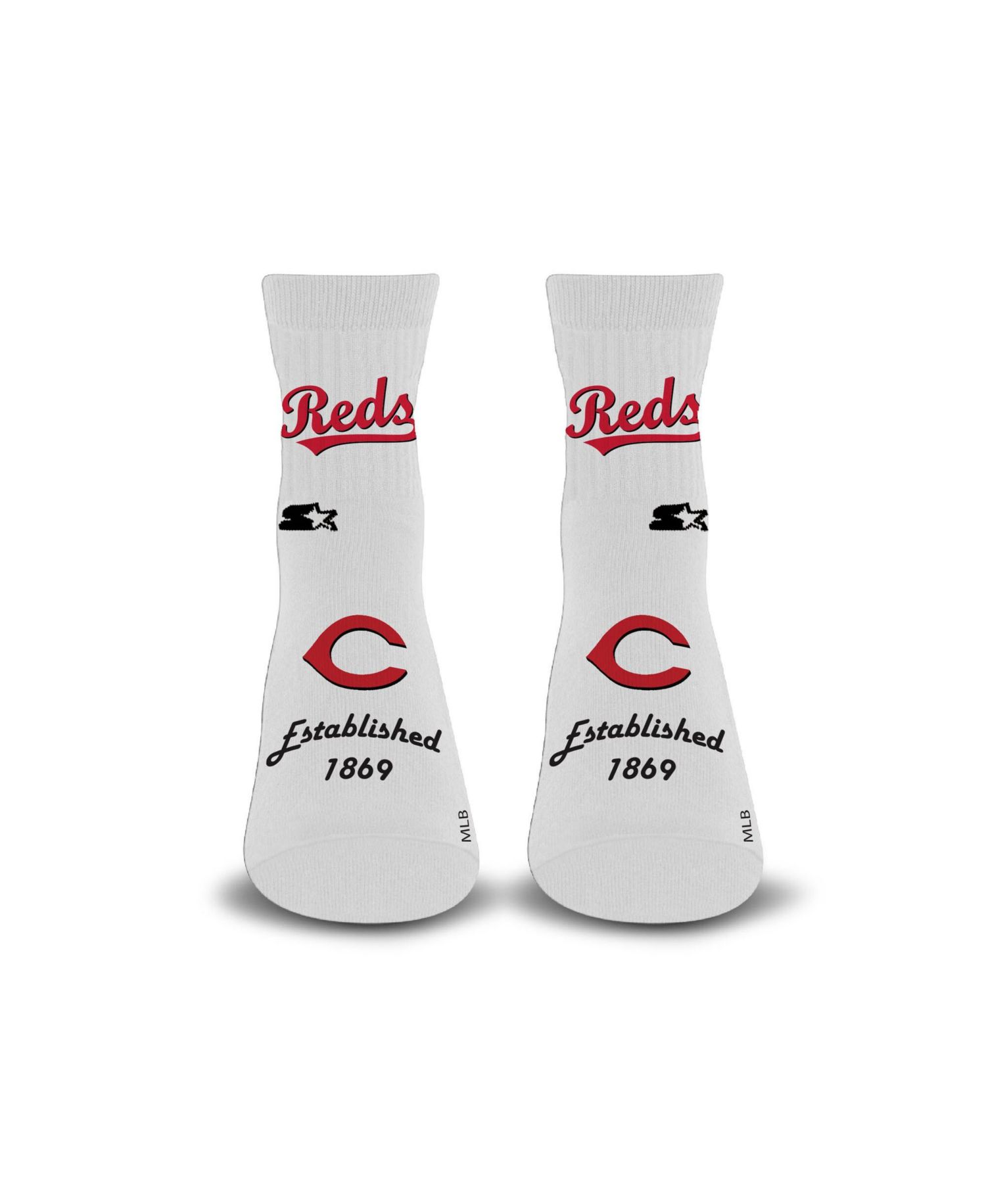 Men's and Women's White Cincinnati Reds Established Stencil Quarter Socks