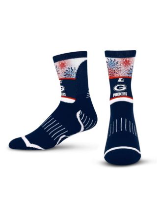 Men's and Women's Navy Green Bay Packers Americana Fireworks Quarter-Length Socks
