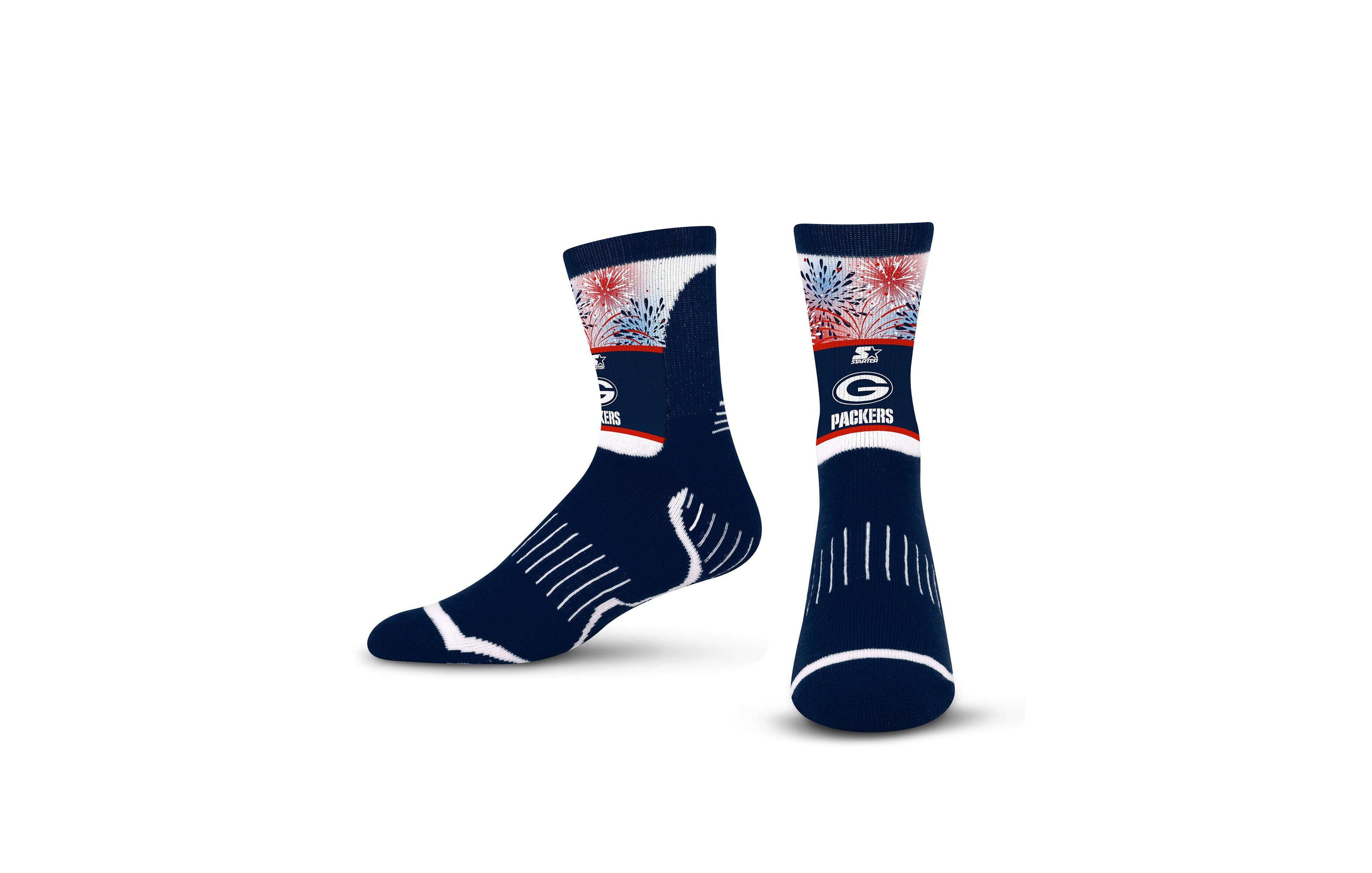 Starter Men's and Women's Navy Green Bay Packers Americana Fireworks Quarter-Length Socks