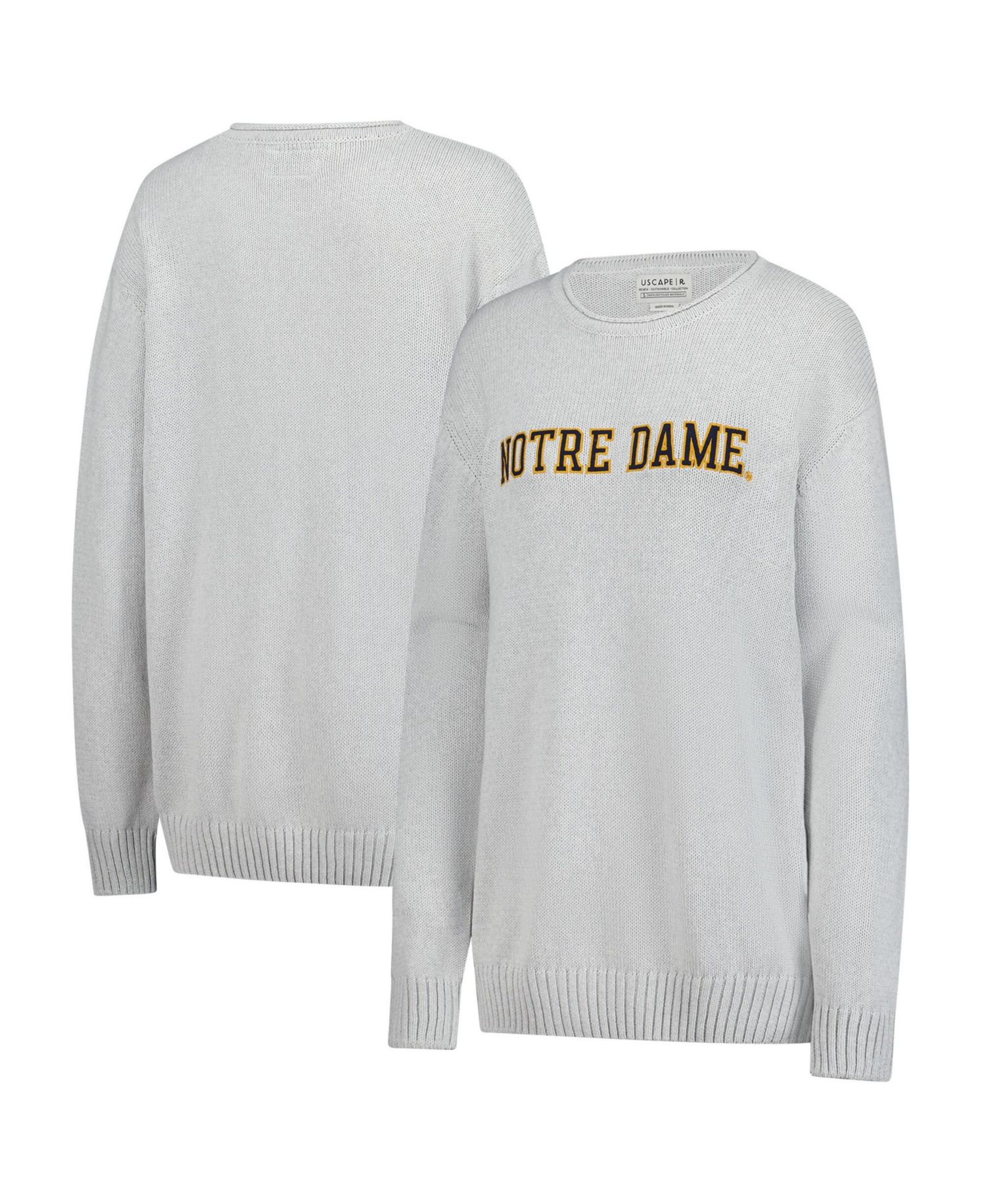 Men's and Women's Ash Notre Dame Fighting Irish Embroidered Applique Sweater