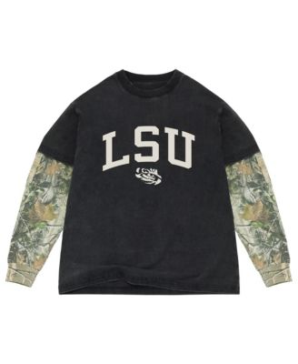 Men's Black/Camo LSU Tigers Back Bay Twofer Heavyweight Long Sleeve T-Shirt