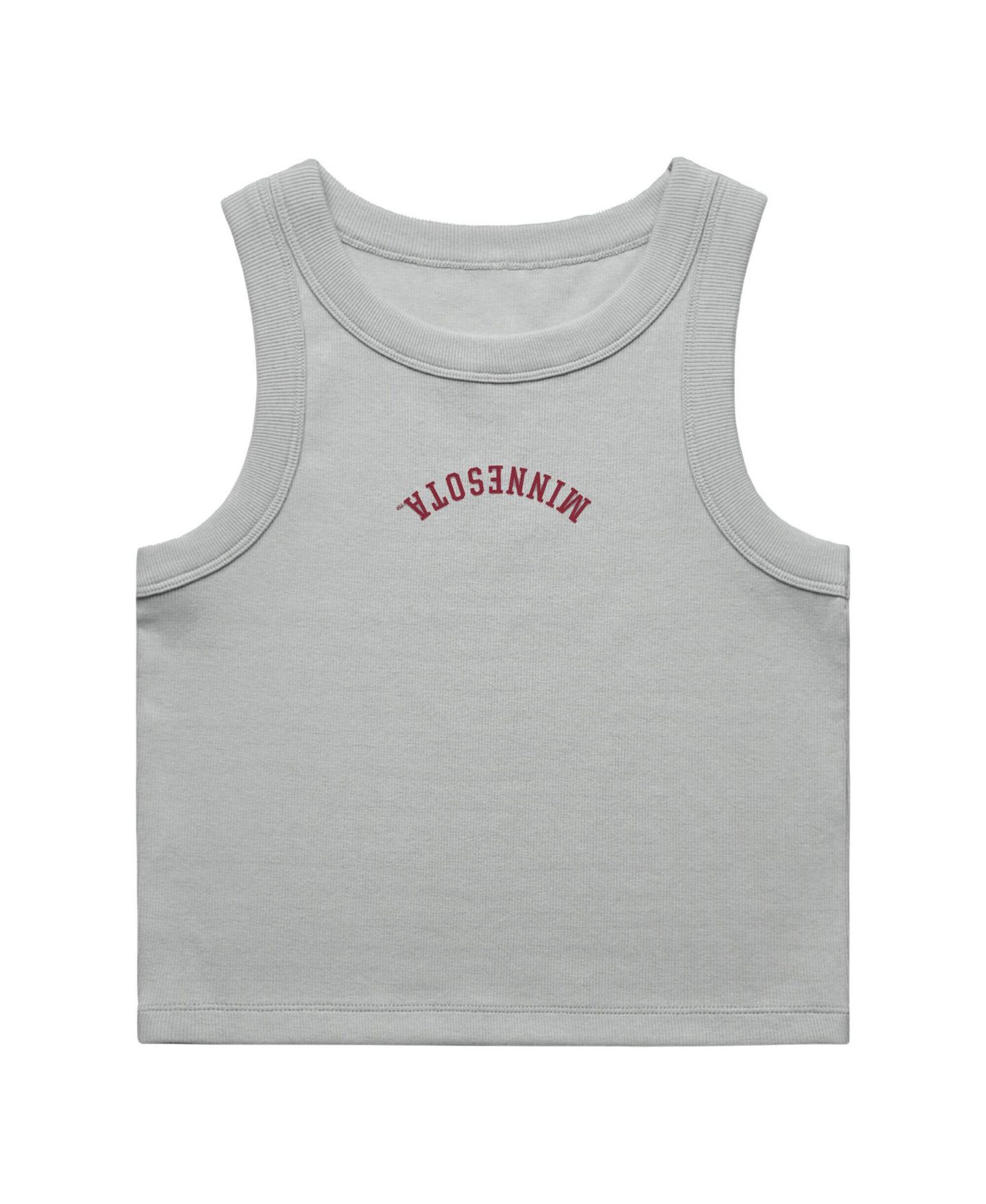 Женский топ Uscape Apparel Gray Minnesota Golden Gophers Upside Down Embroidery Ribbed Cropped — фото 2