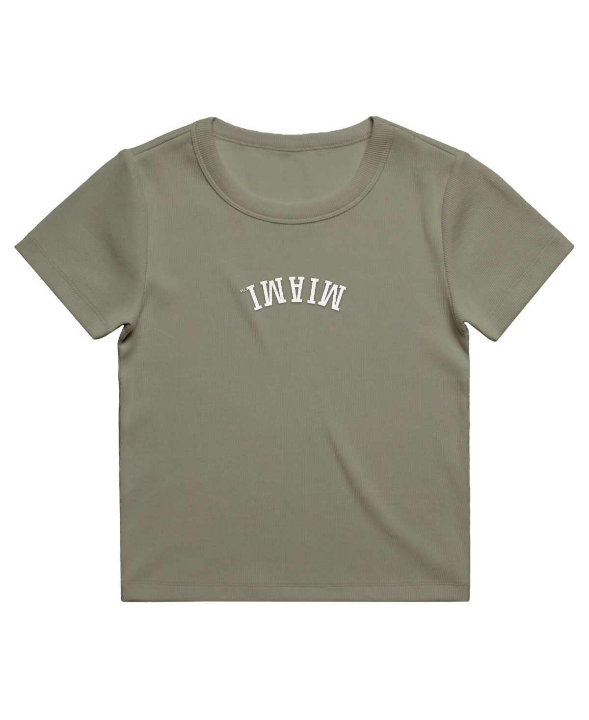 Uscape Apparel Women's Green Miami Hurricanes Upside Down Embroidery Ribbed Cropped T-Shirt