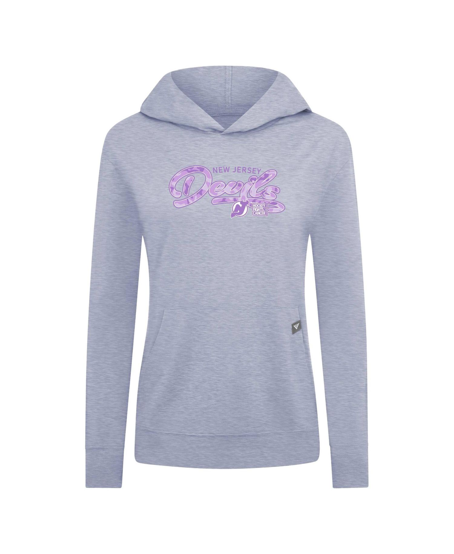 Women's Heather Gray New Jersey Devils Hockey Fights Cancer Relay Pullover Hoodie