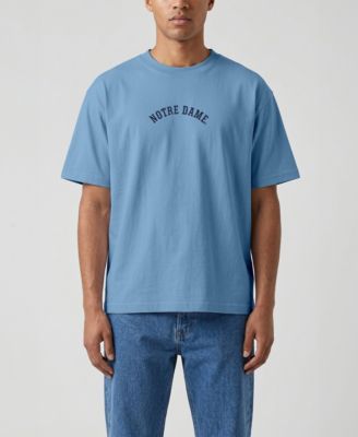 Men's Light Blue Notre Dame Fighting Irish Upside Down Embroidered Vintage Heavyweight T-Shirt