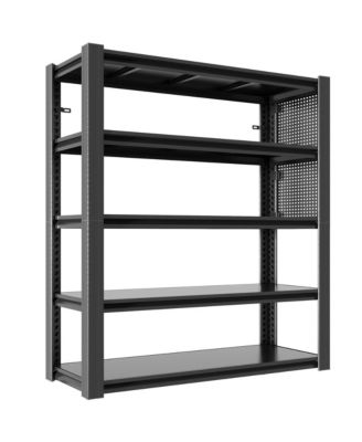 72"H 5-Tier Heavy Duty Metal Shelf with Pegboard - 24" Deep 2000lbs Storage Rack