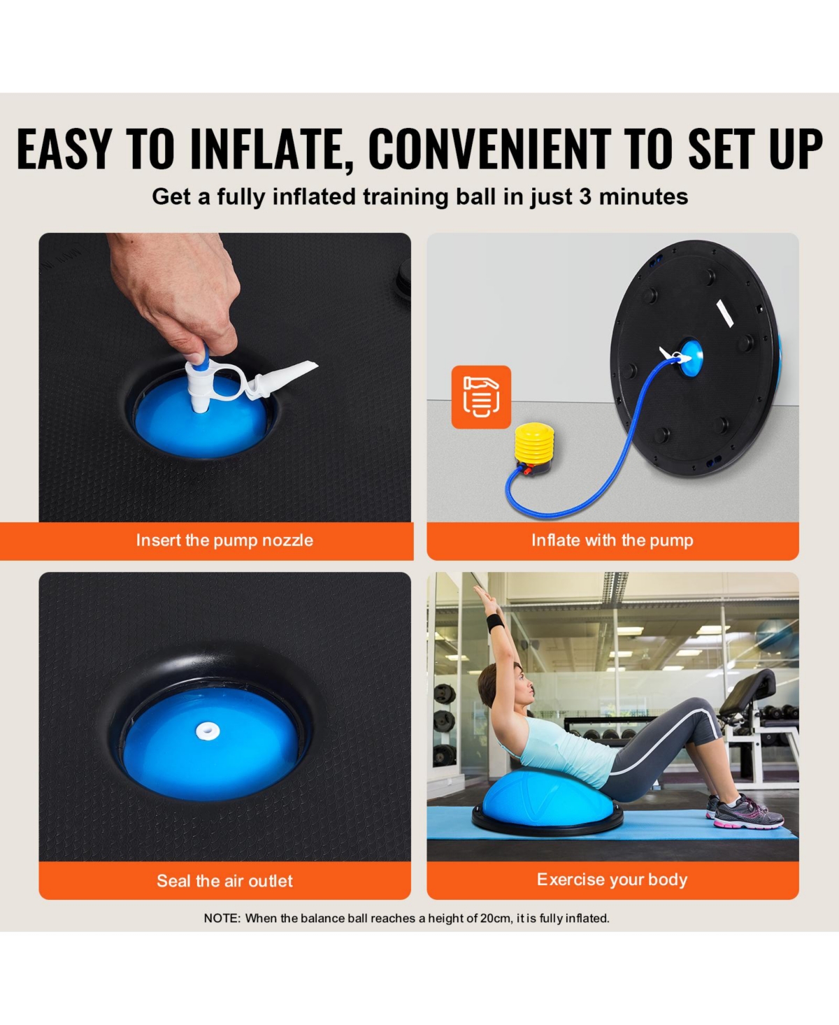 Vevor Half Exercise Ball Trainer Yoga Balance Stability Ball Resistance Band