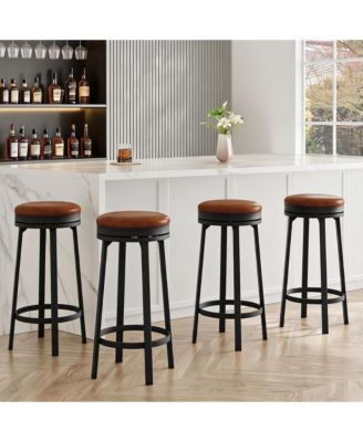 30-Inch Set of 4 Swivel Bar Stools Counter Height Rotating Barstools with Backrest Kitchen Island Seating Dining Chairs