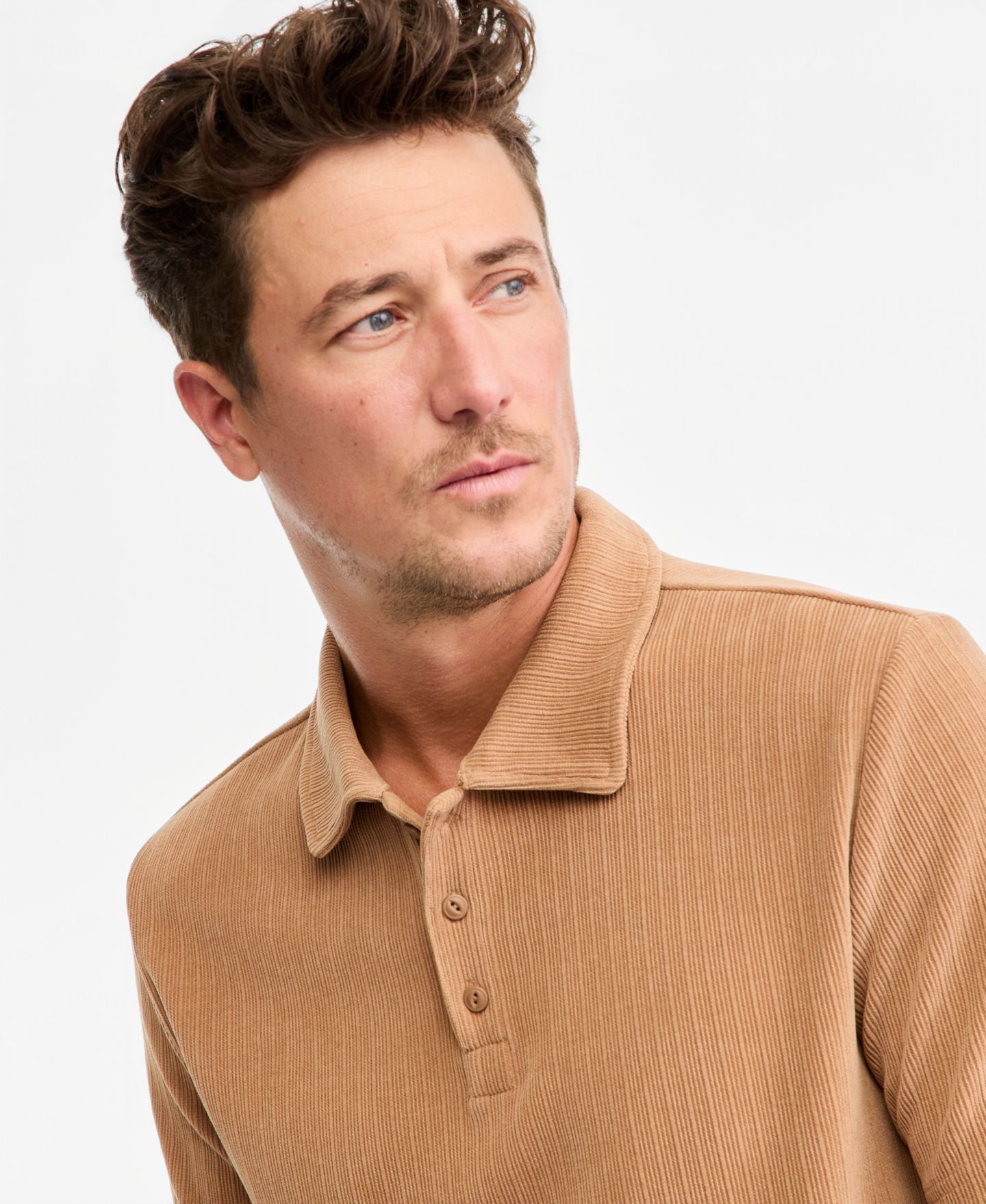 Мужское поло Sun + Stone Short-Sleeve Knit Corduroy Polo Shirt, цвет: Beechwood — фото 2