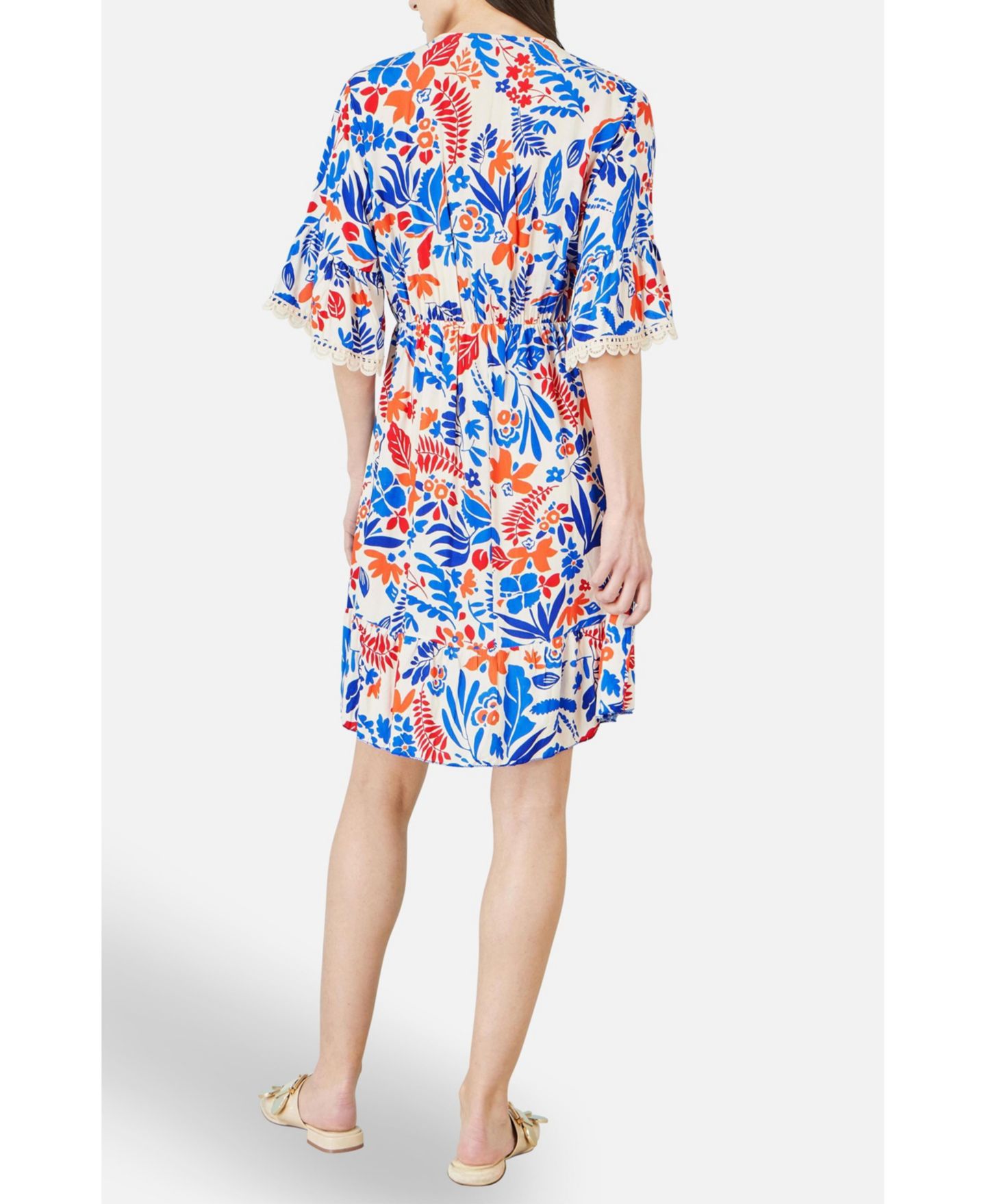 Женское платье Yumi Leaf Print Kimono Sleeve Tunic, цвет: Разноцветный — фото 7