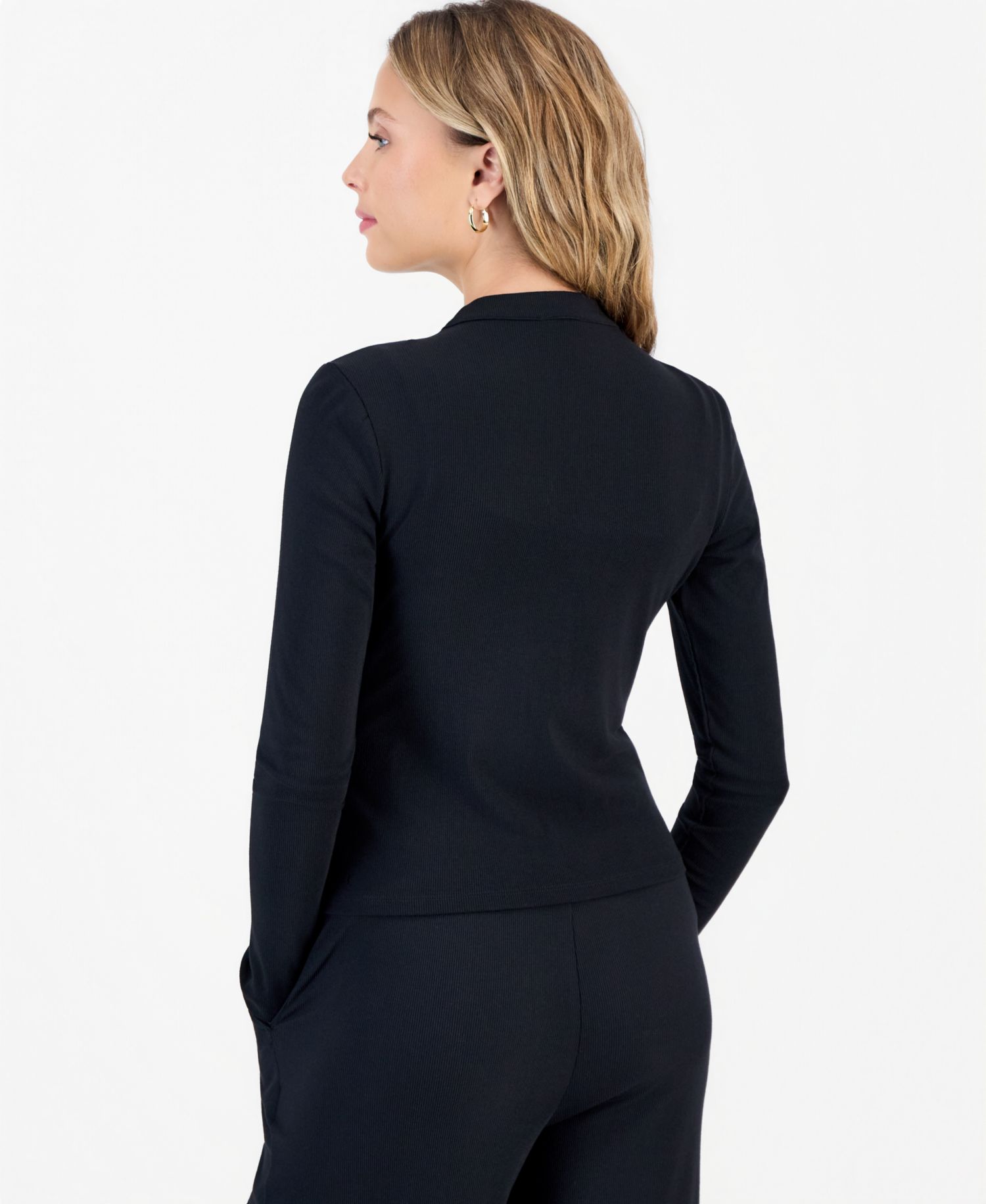 Petite Mock-Neck Zip-Front Top