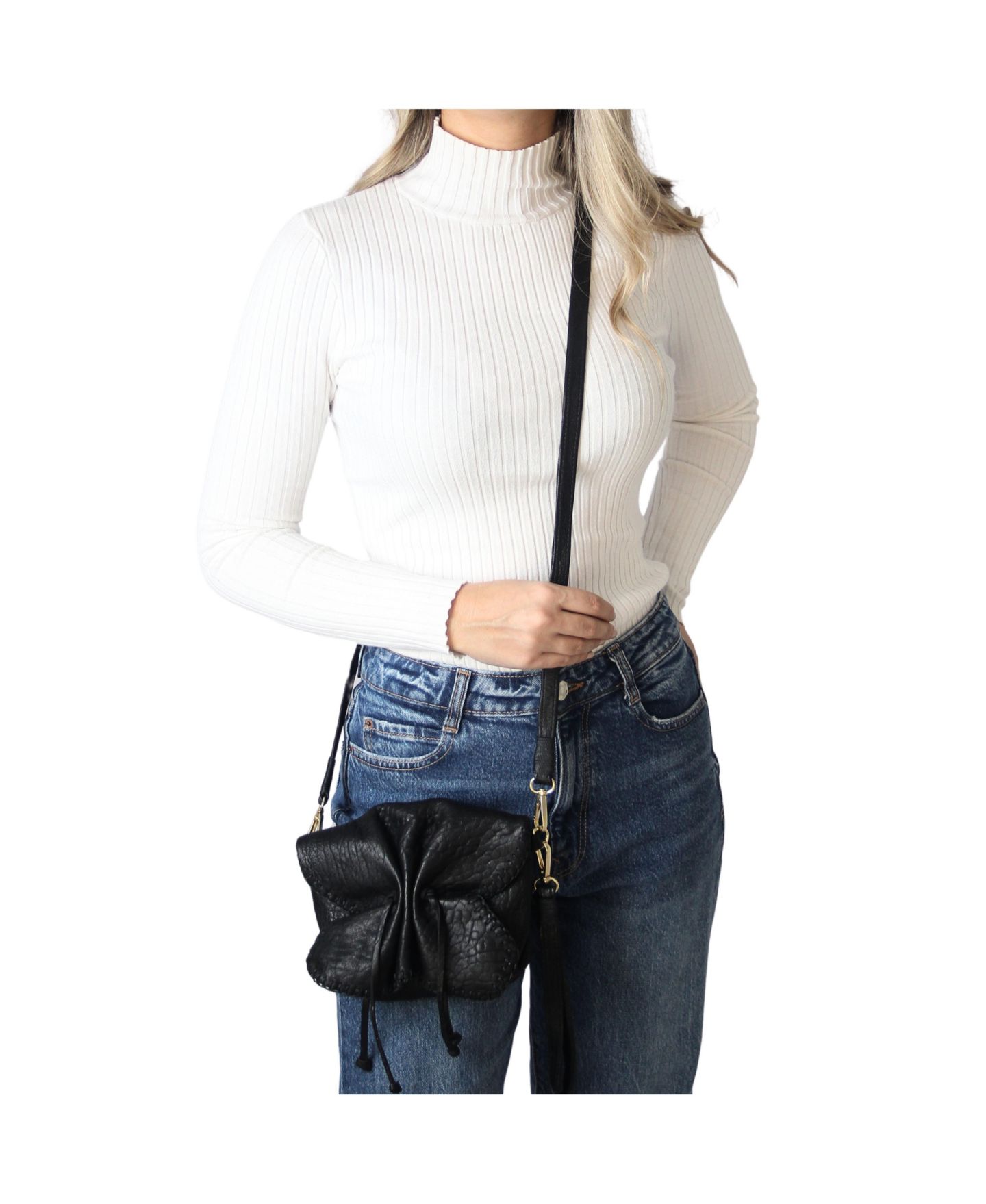 Сумка Carlos Falchi Mini Butterfly Lambskin Leather, цвет: Чёрный обсидиановый — фото 8