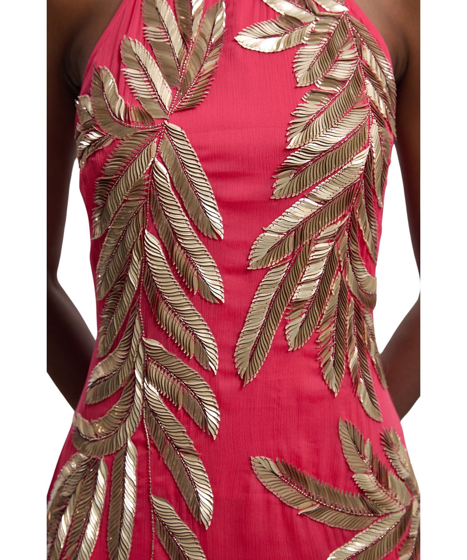 Women's Halter Neck Embellished Maxi Dress
