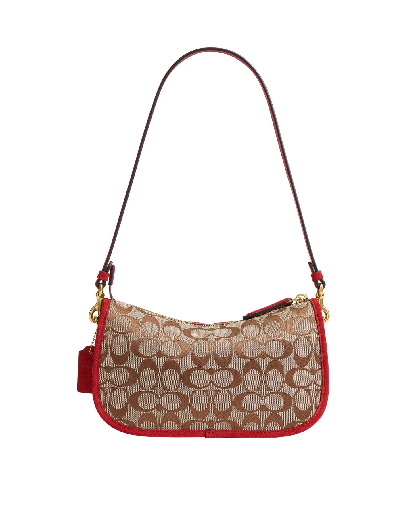 Женская сумка COACH Originals Waverly Small Signature Jacquard Twin Turn-Lock Shoulder, цвет: Латунный / Маковый — фото 2