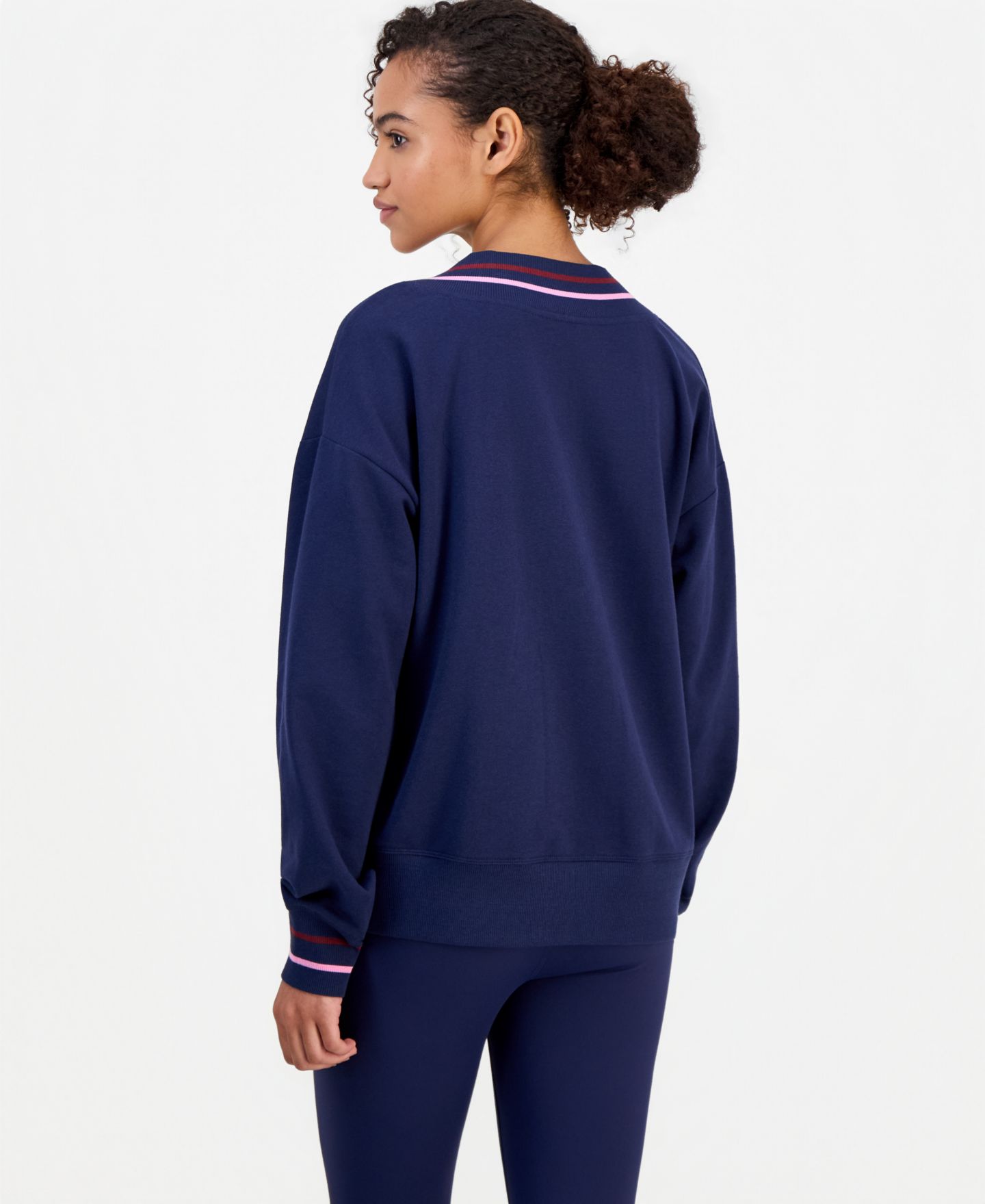 Женский свитер ID Ideology Fleece Long-Sleeve V-Neck, цвет: Индиго морской — фото 4