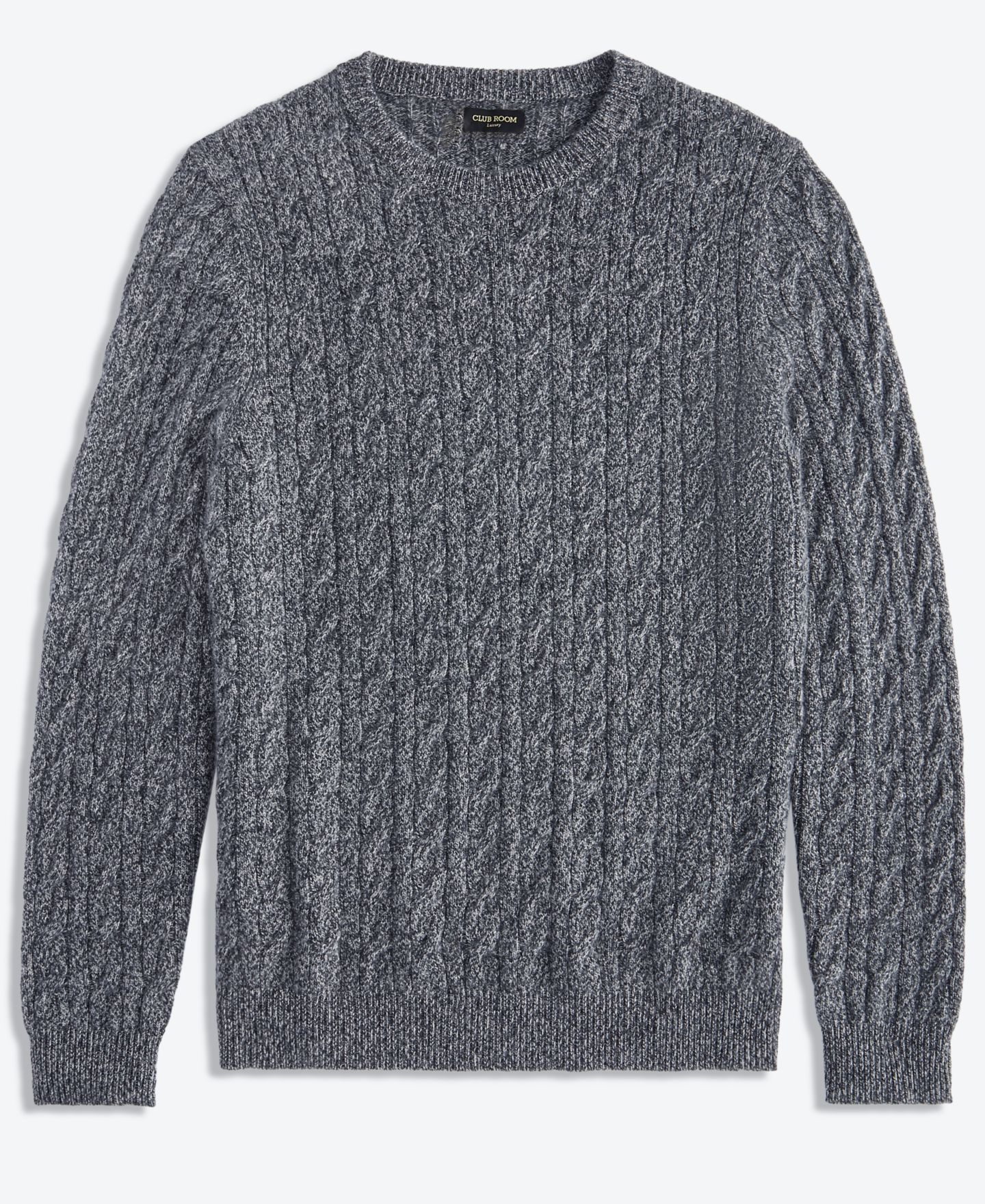 Мужской свитер Club Room Premium Cashmere Cable-Knit Crewneck, цвет: Тёмный угольный — фото 6
