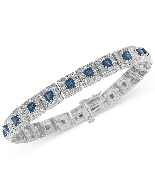 Macy's Sapphire (5 ct. t.w.) and Diamond (1/5 ct. t.w.) Tennis Bracelet
