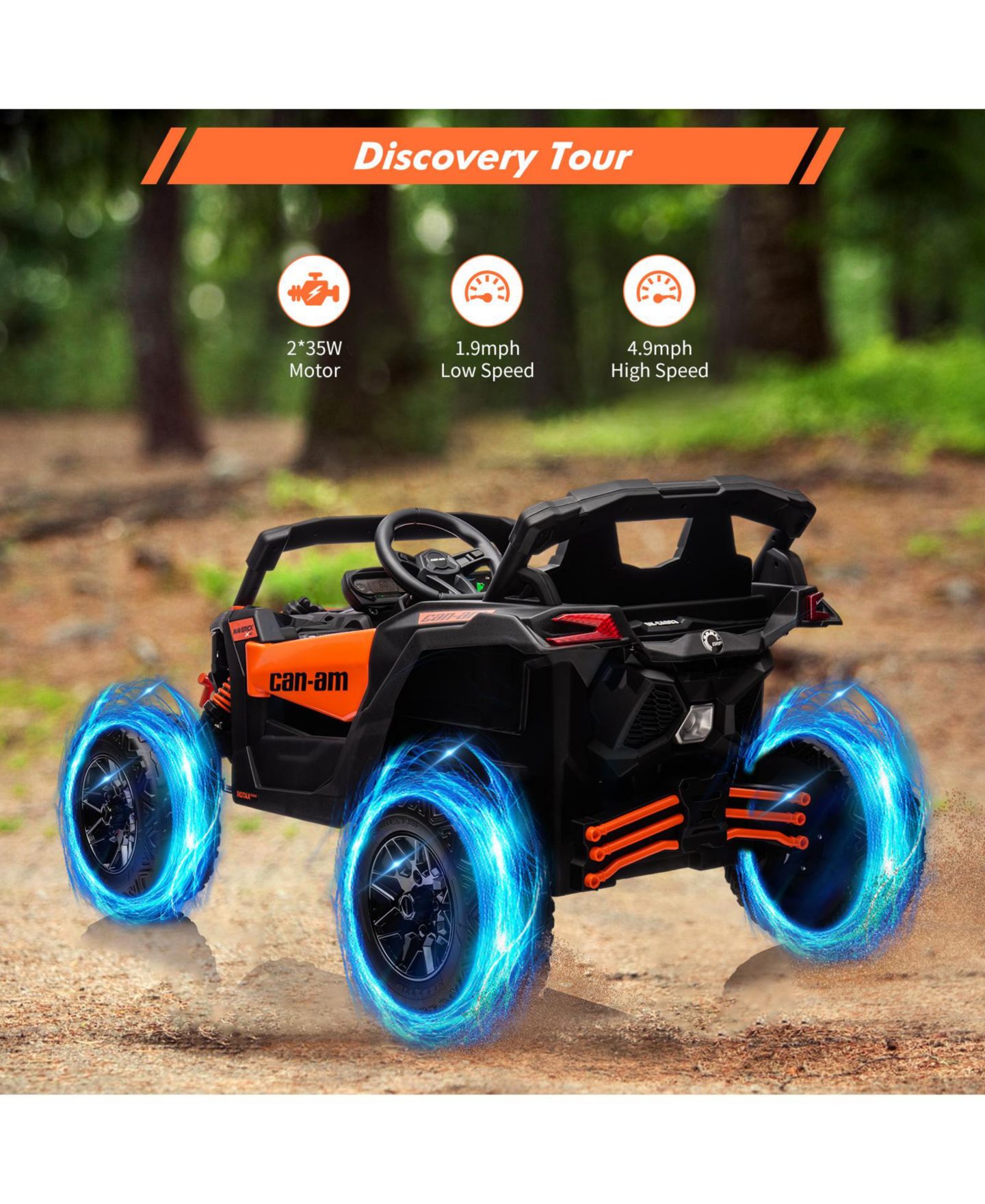 Детская игрушка homfan Licensed All-Terrain Electric Ride-On UTV, Off-Road Toy Car with Remote Control, Large Seat, LED Lights, Fun for Boys and Girls — фото 6