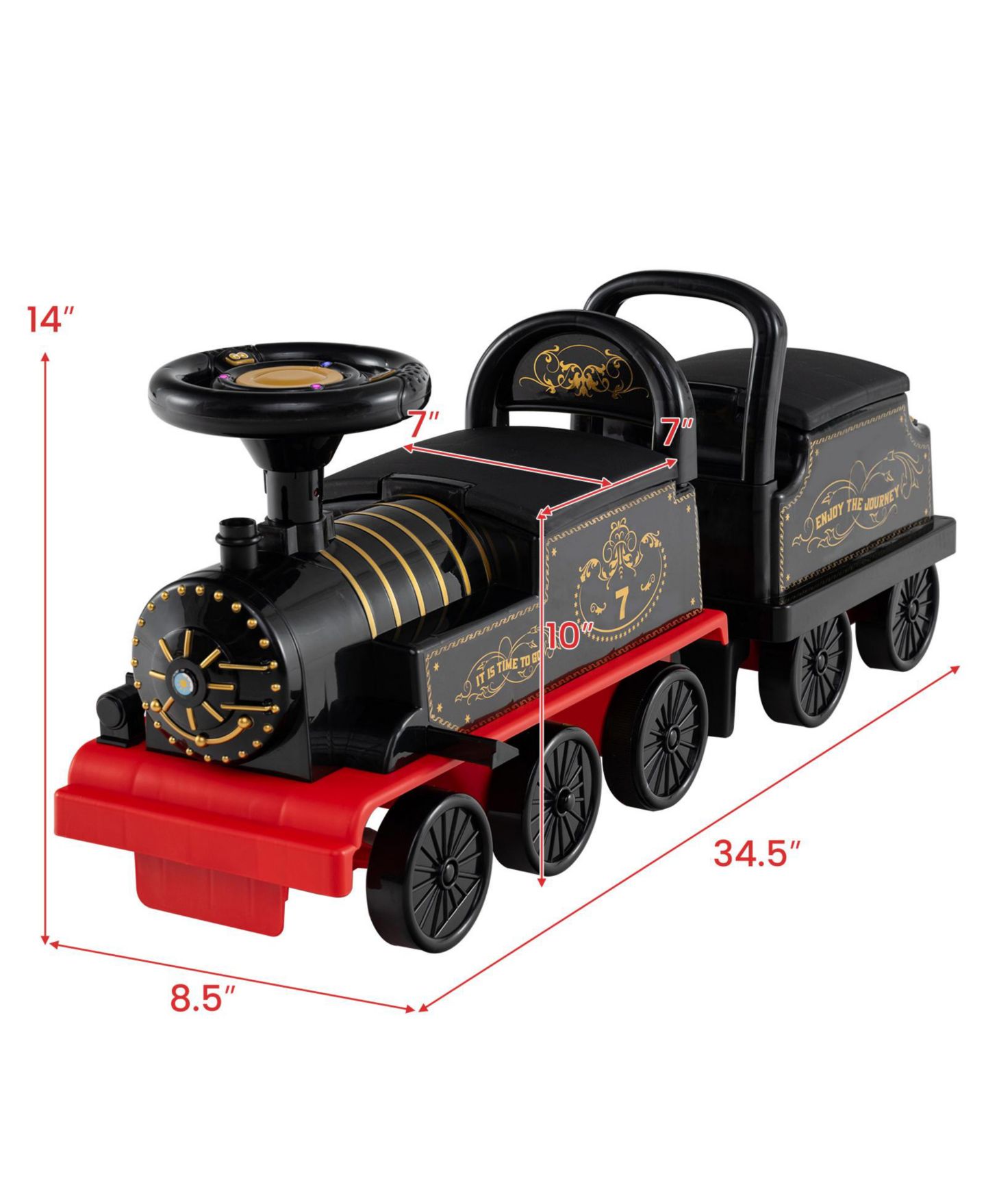 Детская игрушка Slickblue Ride On Train 2-Seater 6V with LED Lights, Ages 18+ Months, цвет: Чёрный — фото 3