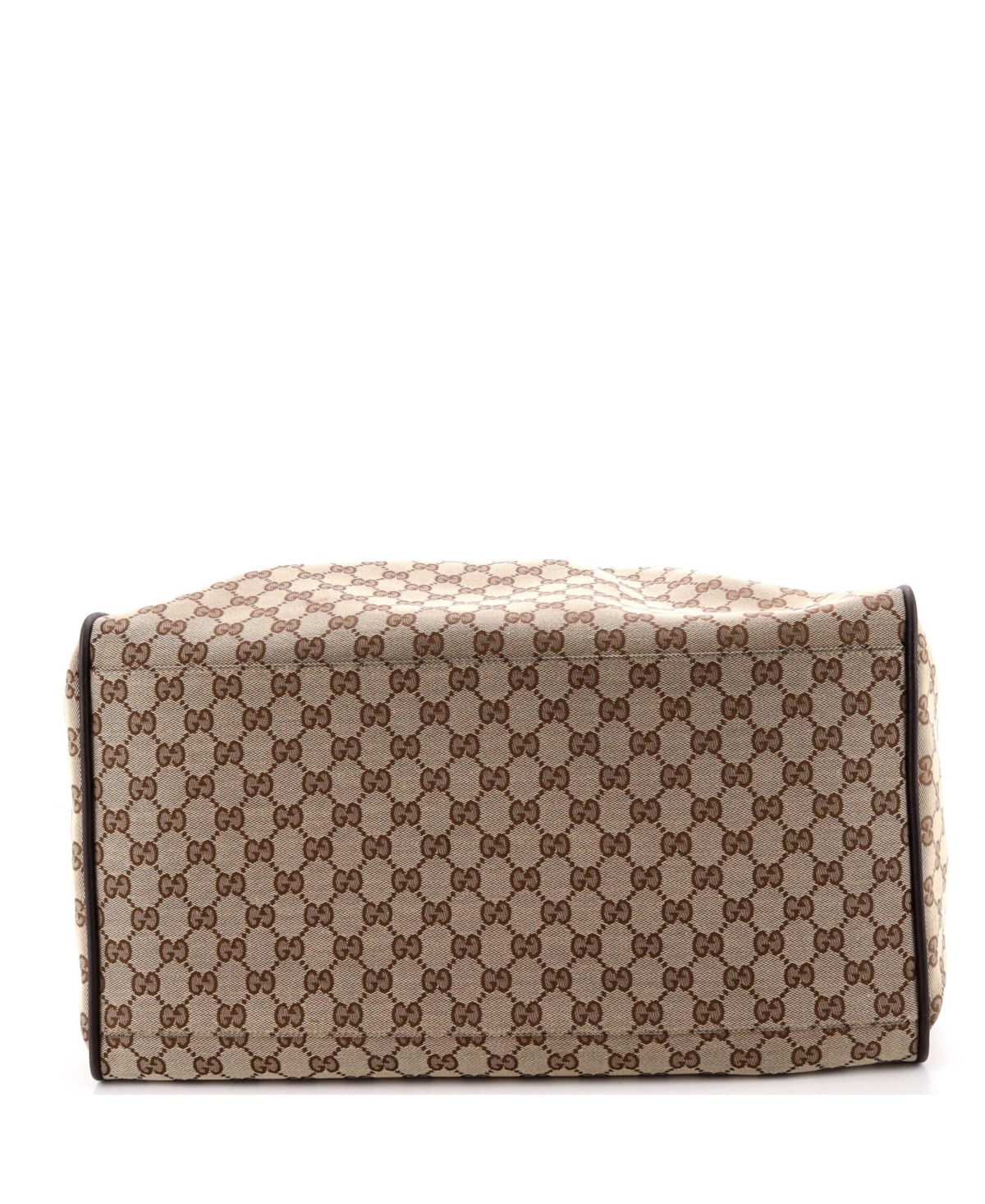 Pre-Owned Gucci Medium Web Carry On Duffle Bag Gg Canvas with Leather
