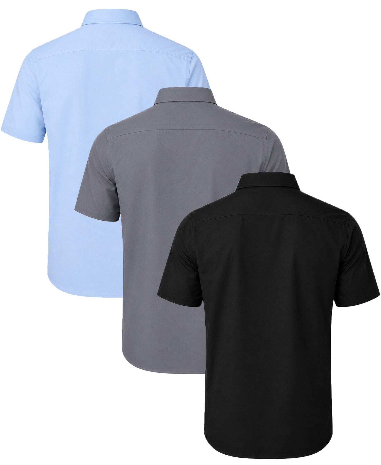 Мужские рубашки James Tailor Slim-Fit Point Collar Dress Shirt, 3-Pack, цвет: Чёрный серый светлый синий — фото 2
