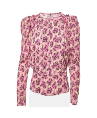 Women's Zarga Paisley Print Silk Pleated Top