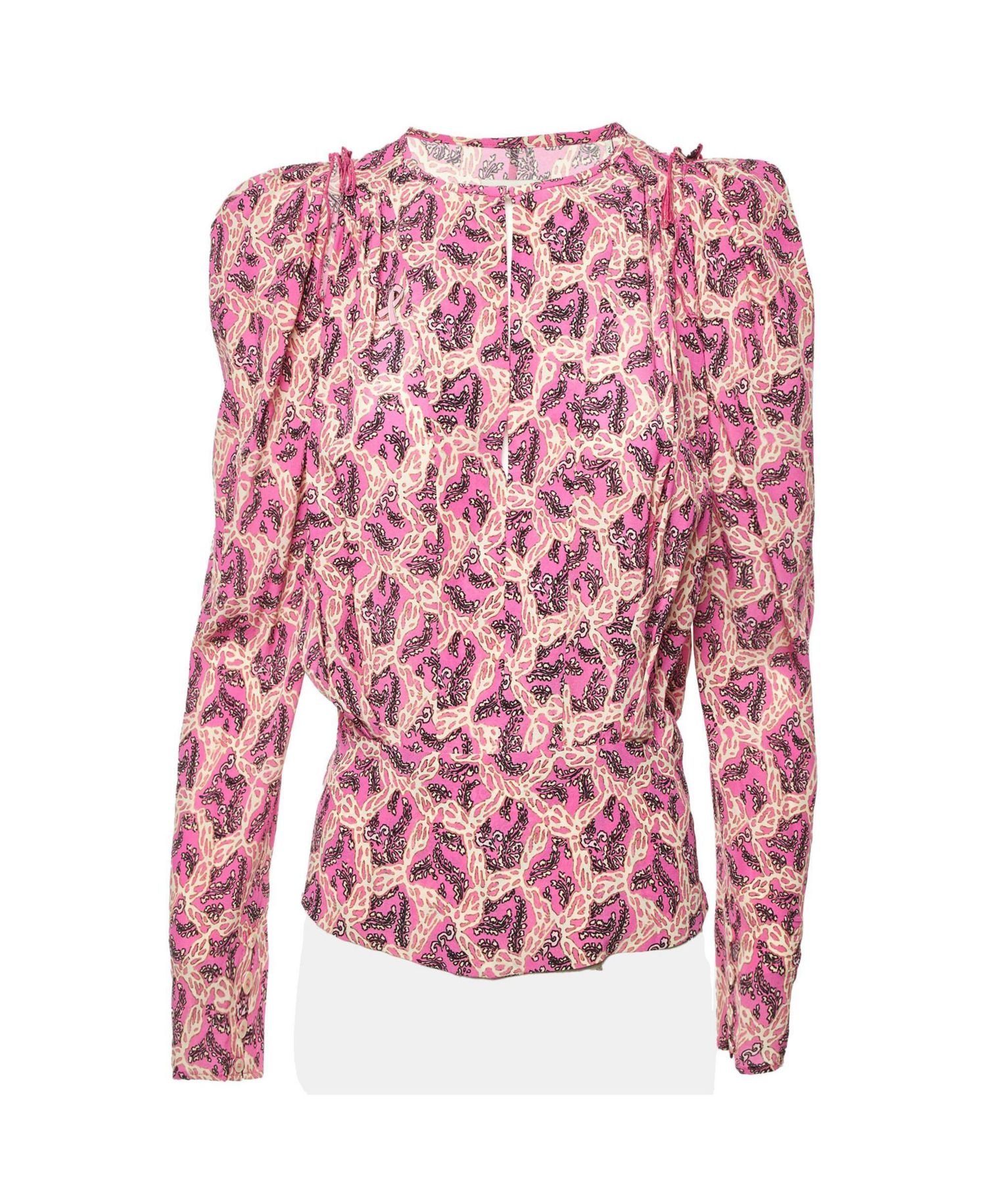 Women's Zarga Paisley Print Silk Pleated Top