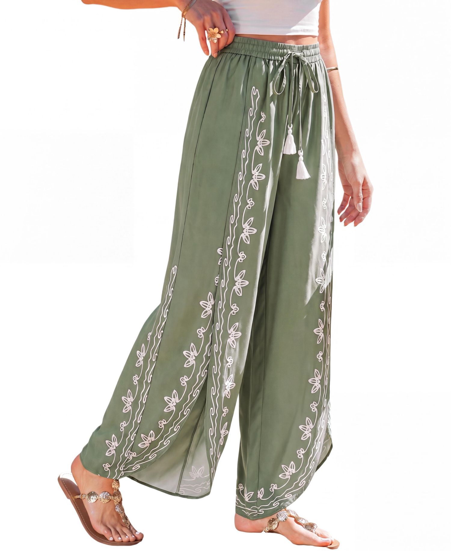 Women's Tulip Picking Green Pants