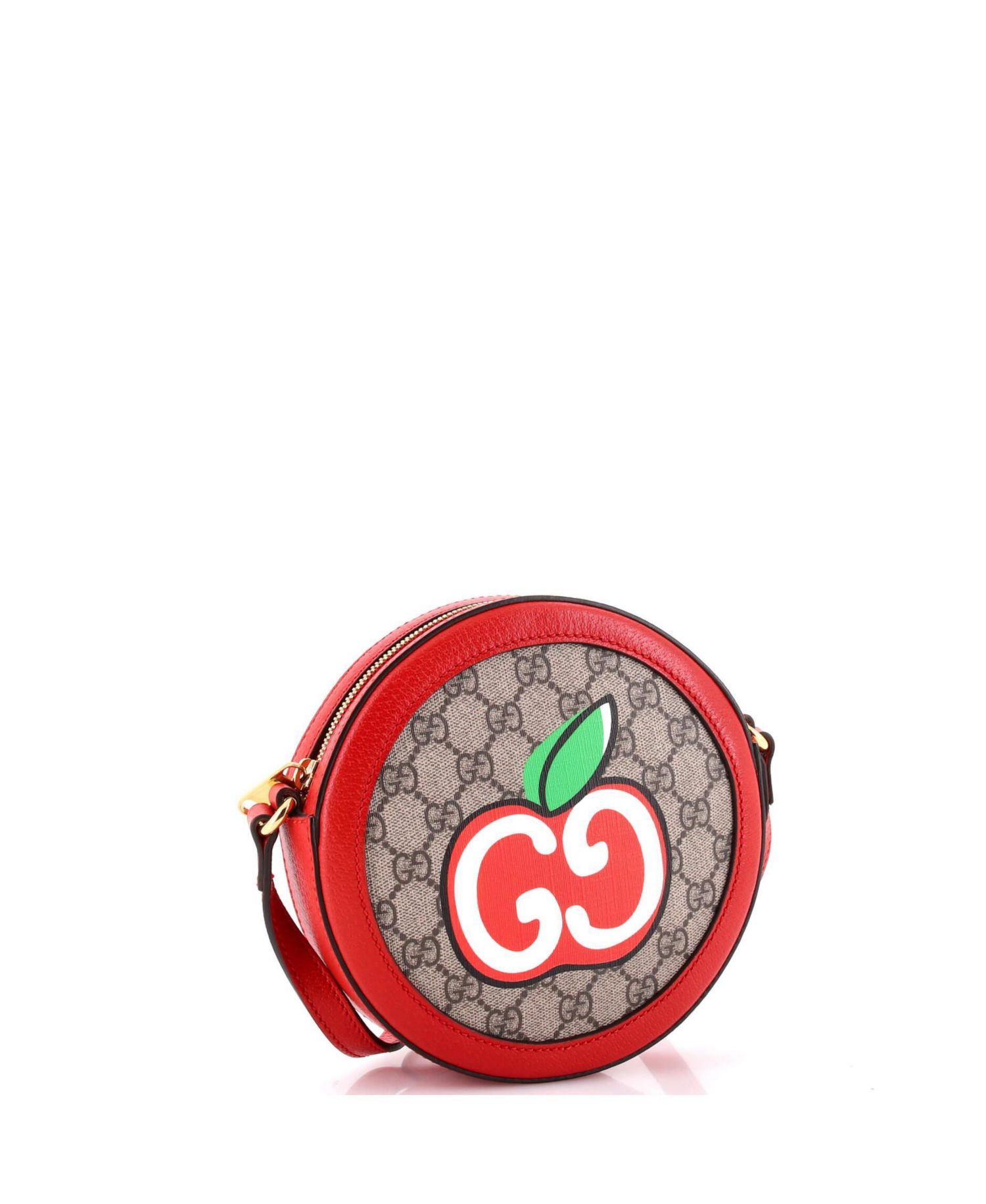 Mini Ophidia Round Shoulder Bag Apple GG Coated Canvas