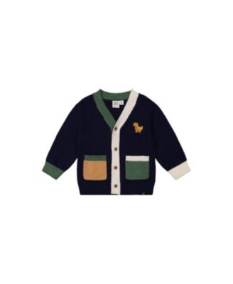 Big Boys 6-8 Years Knit Cardigan with Dino
