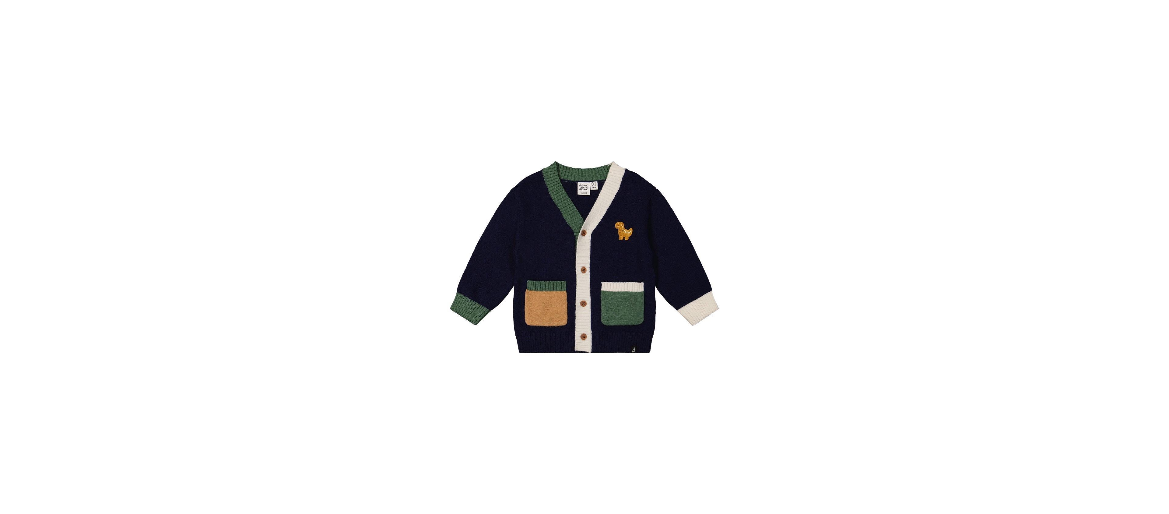 Deux par Little and Big Boy 6-8 Years Knit Cardigan with Dino