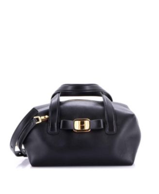 Mini Vara Plate Convertible Bowling Bag Leather