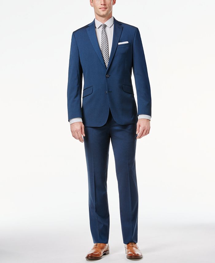 Kenneth Cole Reaction Midnight Blue Sharkskin Slim-Fit Suit - Macy's