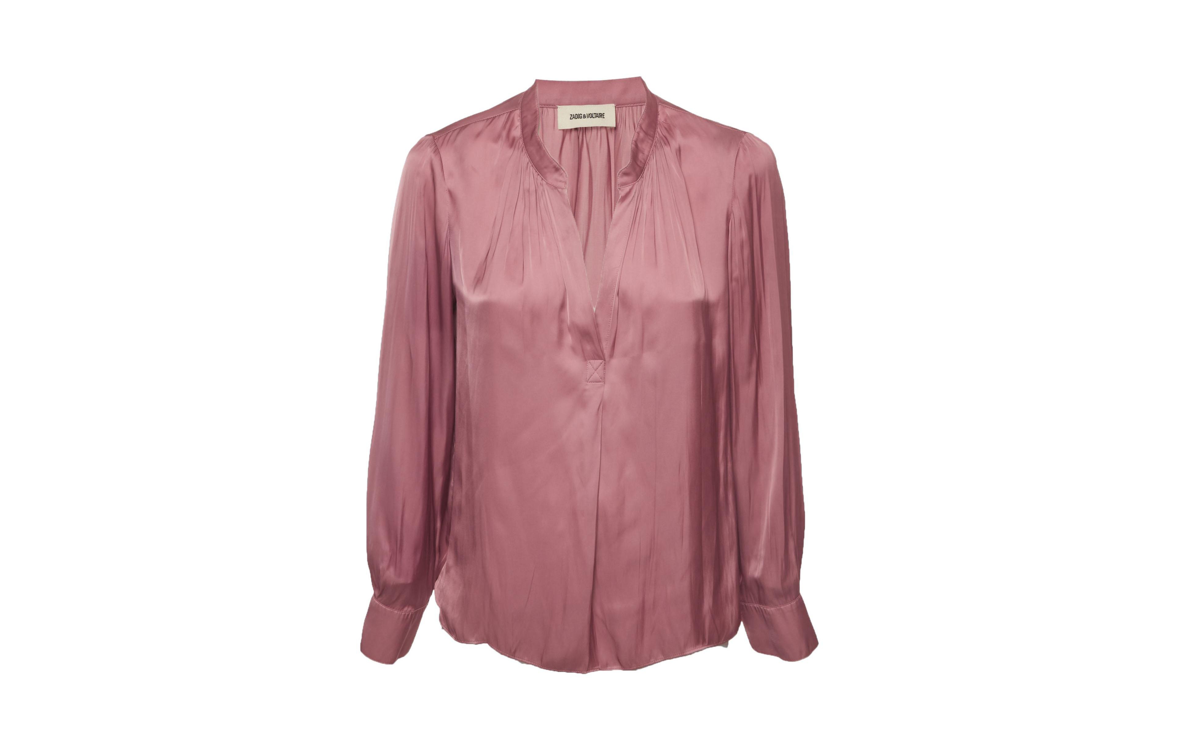 Pre-Owned Zadig & Voltaire Women's Tink Satin Plunge V-Neck Blouse
