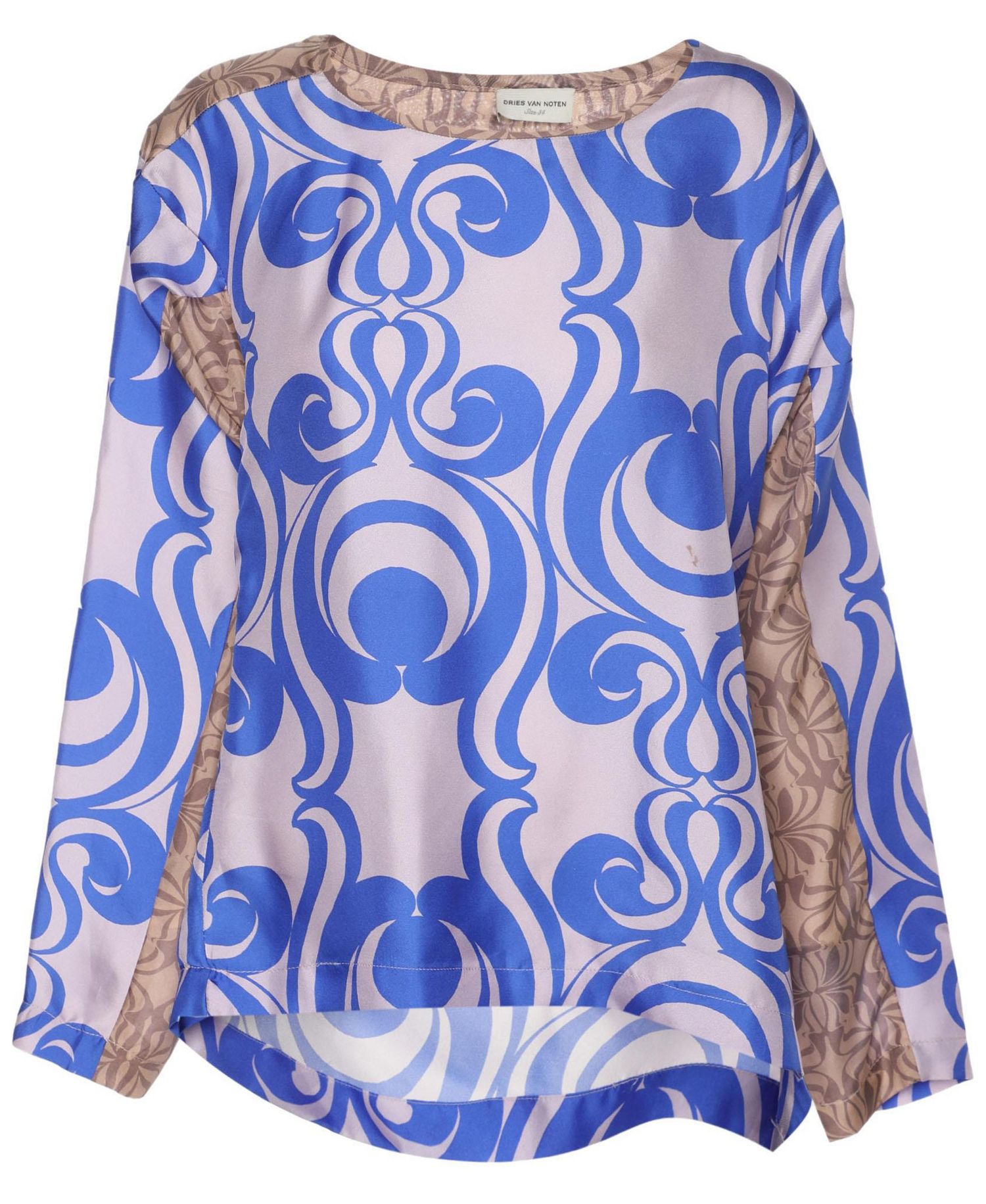 Women's Abstract Print Silk Satin Blouse
