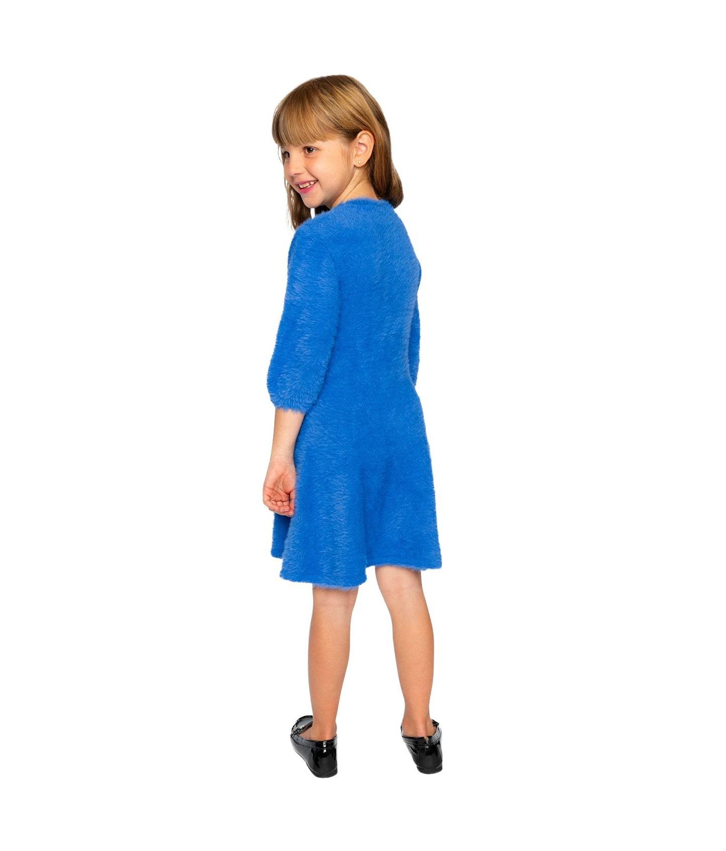 Платье Deux par Deux Hairy Knitted Dress для девочек, цвет: Королевский синий — фото 4
