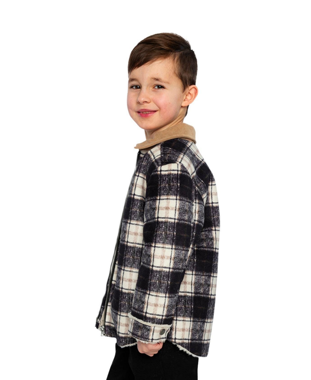 Deux par Deux Little and Big Boy 6-12 Brushed Plaid Zipped Jacket