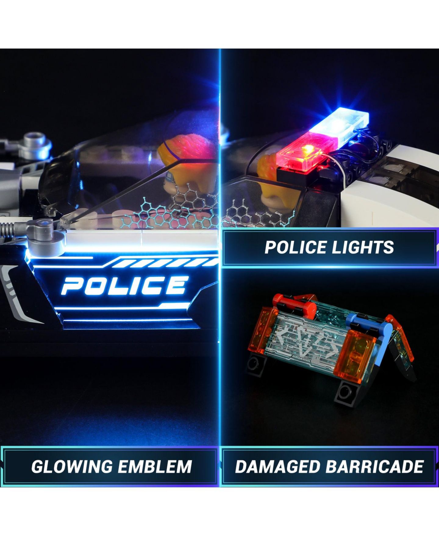 Детский конструктор Lumibricks Cyberpunk Police Patrol Car 372-Piece Lighted Building Set, Ages 8-10 — фото 8