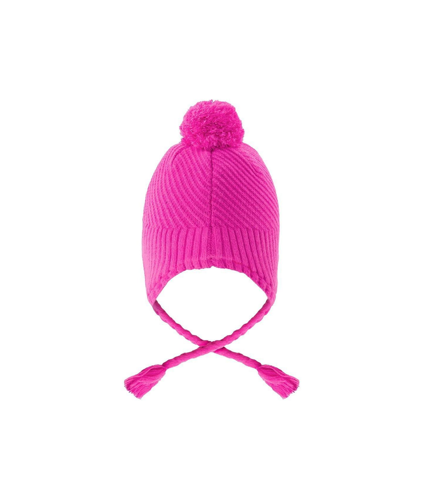 Шапка Deux par Deux Winter Peruvian Knit Hat with Pompom для девочек, цвет: Яркий розовый — фото 3